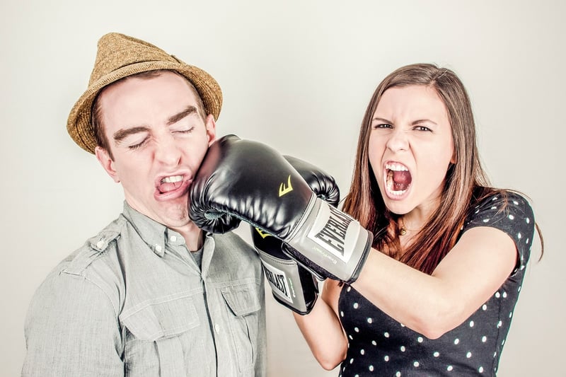 Celebrity feuds represented by boxing gloves